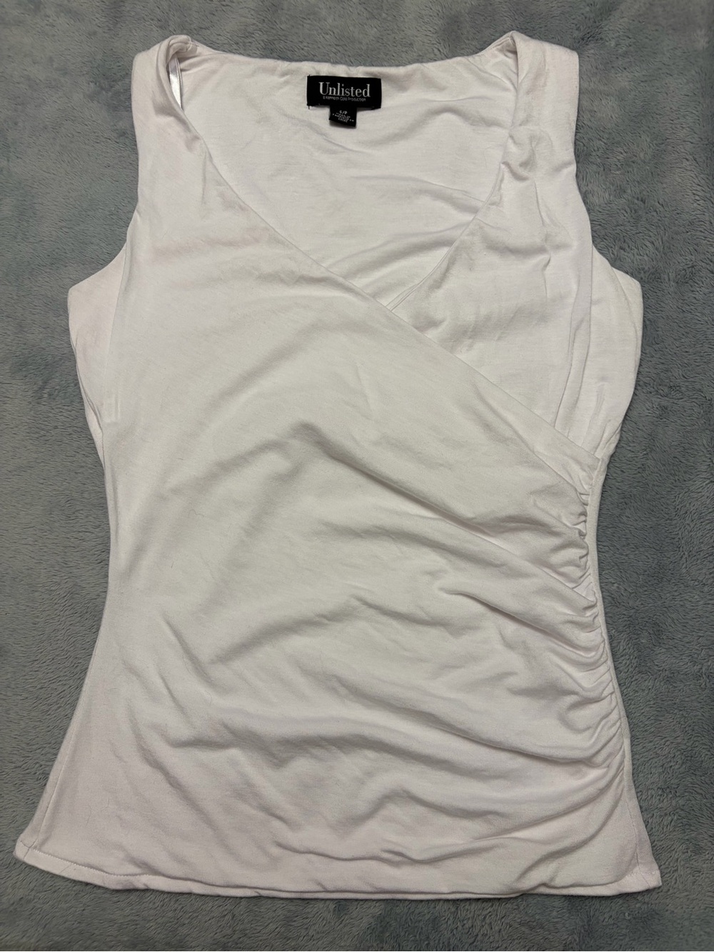 Kenneth Cole White Faux Wrap-Front Sleeveless Tank
